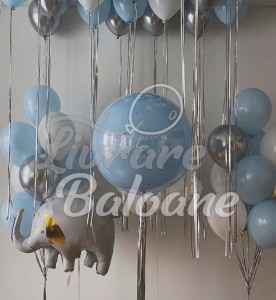 Set baloane Baby Boy "Bine ai venit acasǎ" - Albastru, Alb & Crom (LB-14121)