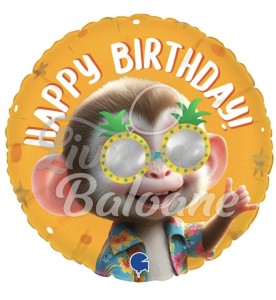 Balon_Happy Birthday_Maimuțǎ cu Ochelari (LB-15099)