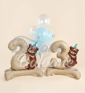 Balon Folie_Cifre 2 & 3 cu Bazǎ_Ursuleț Bǎiat