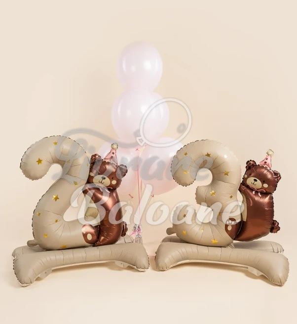 Balon Folie_Cifre 2 & 3 cu Bazǎ_Ursuleț Fetițǎ