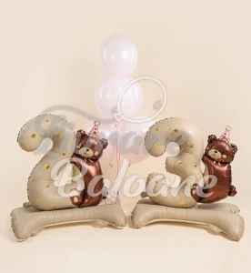Balon Folie_Cifre 2 & 3 cu Bazǎ_Ursuleț Fetițǎ