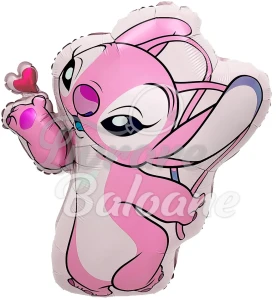 STITCH_ANGEL Roz cu Inimǎ_Balon cu Heliu_Figurinǎ (LB-19324)
